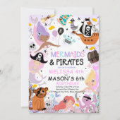 人魚と海賊の誕生日パーティーの招待 招待状 (正面)