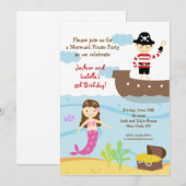 人魚と海賊の誕生日パーティーへの招待状 招待状 (正面/裏面)