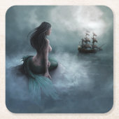 人魚と海賊船 スクエアペーパーコースター (正面)