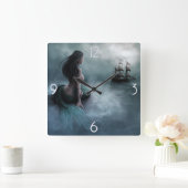 人魚と海賊船 スクエア壁時計 (ホーム)