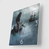 人魚と海賊船 スクエア壁時計 (傾斜)