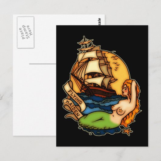 人魚と海賊船 ポストカード (正面/裏面)