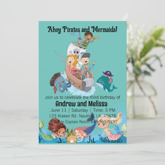 人魚と海賊誕生日 招待状 (スタンド正面)