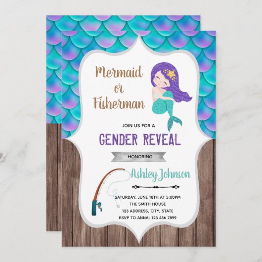 人魚と漁師の性別を明らかにする招待状 招待状 (正面/裏面)