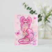 「人魚と蝶：ピンク」のはがき ポストカード (スタンド正面)