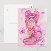「人魚と蝶：ピンク」のはがき ポストカード (正面/裏面)