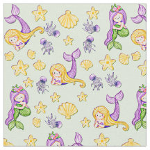 人魚と貝殻パープルグリーンイエロー