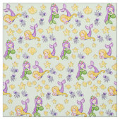 人魚と貝殻パープルグリーンイエロー ファブリック (見本)