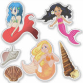 人魚と貝殻 シール (正面)
