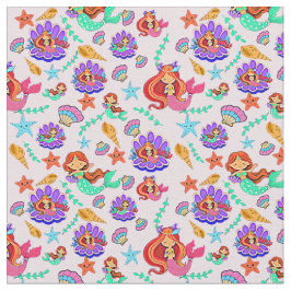 人魚と貝 ファブリック