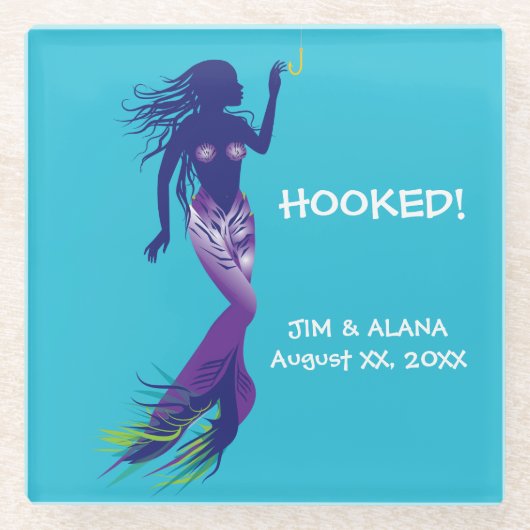 人魚と金のフック ガラスコースター (正面)