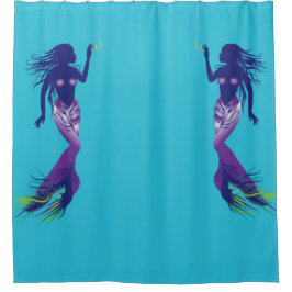 人魚と金のフック シャワーカーテン