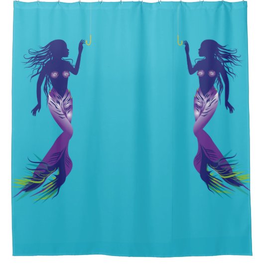人魚と金のフック シャワーカーテン (正面)