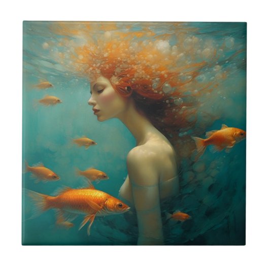 人魚と金魚 タイル (正面)