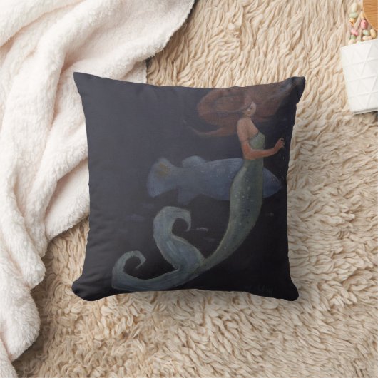 人魚と青い魚 クッション (ブランケット)
