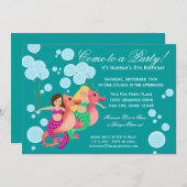 人魚と風船が泳ぐパーティー 招待状 (正面/裏面)