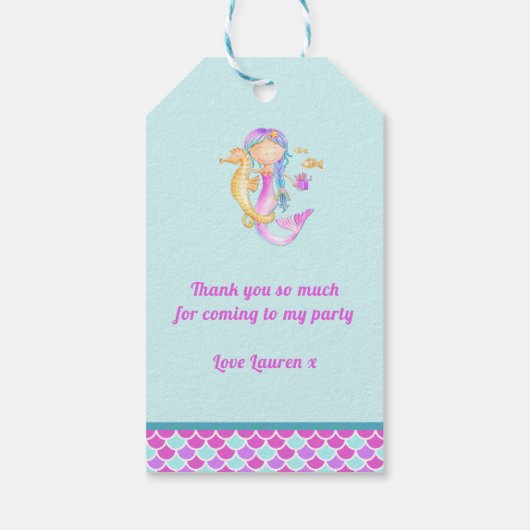 人魚と馬のウマの水感謝してい色は ギフトタグ (裏面)