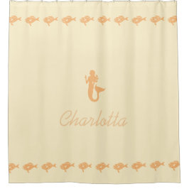 人魚と魚の桃の海のシンボルの名前 シャワーカーテン