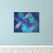 人魚と魚、超現実的なファンタジーアート、水中 キャンバスプリント (インサイチュ (ウッドフロア))