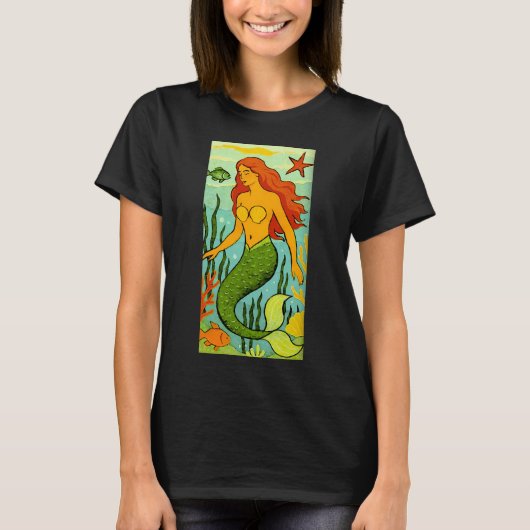 人魚と魚 Tシャツ (正面)