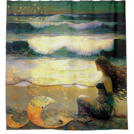 人魚と黄金の海のスプライト シャワーカーテン