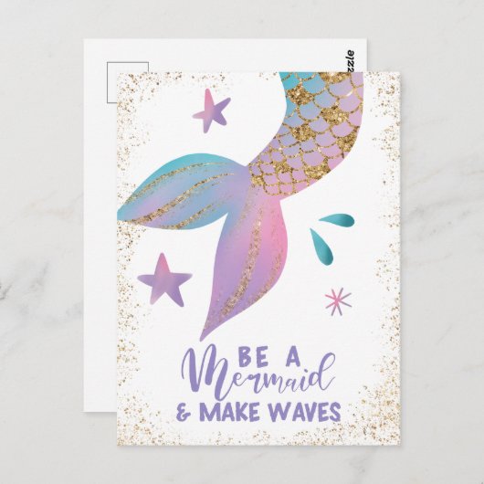 人魚になって波を作る前向き引用文 ポストカード (正面/裏面)