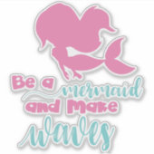 人魚になって波を作る、人魚のシルエット シール (正面)