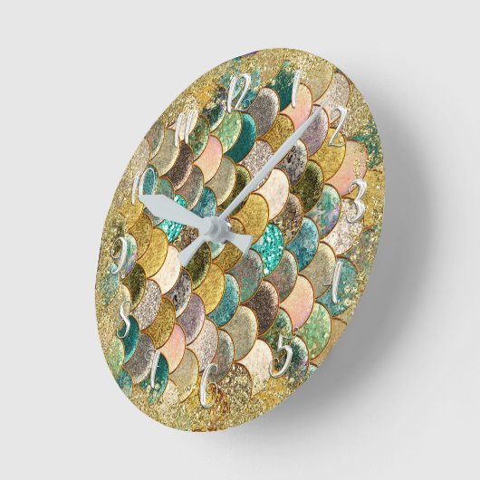 人魚によってはかりで測られる数々のな色のグリッターの魅力のトレンディー ラウンド壁時計 (傾斜)