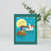 人魚に手を振る紙ボートの子供たち。 ポストカード (スタンド正面)