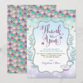 人魚のいる海辺のオーシャン ベイビーシャワー サンキューカード (正面/裏面)