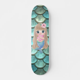 人魚のうろこに乗った赤ちゃんマーメイド スケートボード