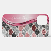 人魚のうろこ　シルバー　手書きネーム　ピンク Case-Mate iPhoneケース (裏面 (横))