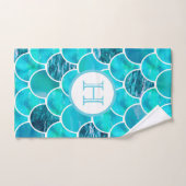 人魚のうろこ ターコイズ ミントグリーン 青 ブルー モノグラム バスタオルセット (ハンドタオル)