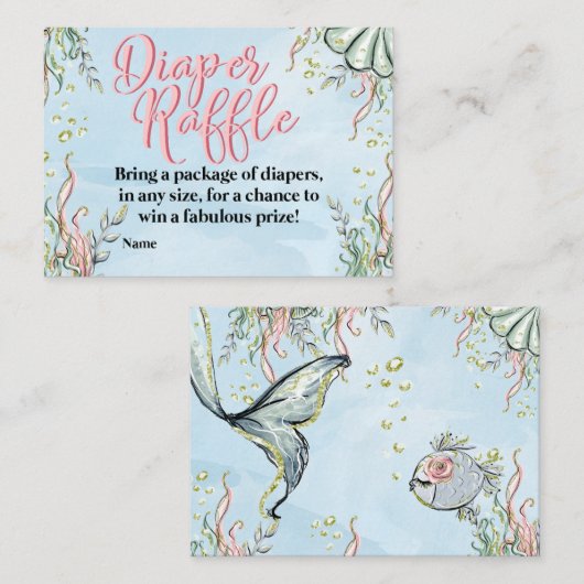 人魚のおむつのラッフルの挿入物カード エンクロージャーカード (正面/裏面)