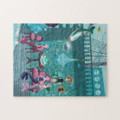 人魚のお茶会のイラストレーション ジグソーパズル (横)