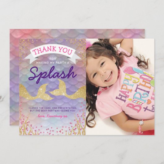 人魚のお誕生日ありがとう サンキューカード (正面/裏面)