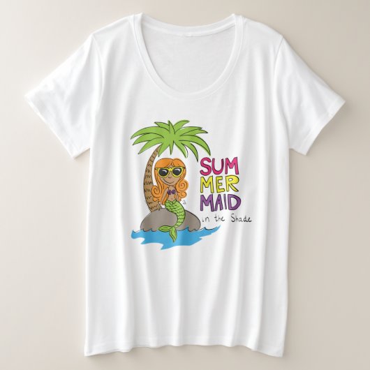 人魚のかわいいキッズガール プラスサイズTシャツ (デザイン正面)