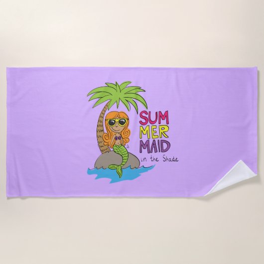 人魚のかわいい夏の子ども ビーチタオル (正面)