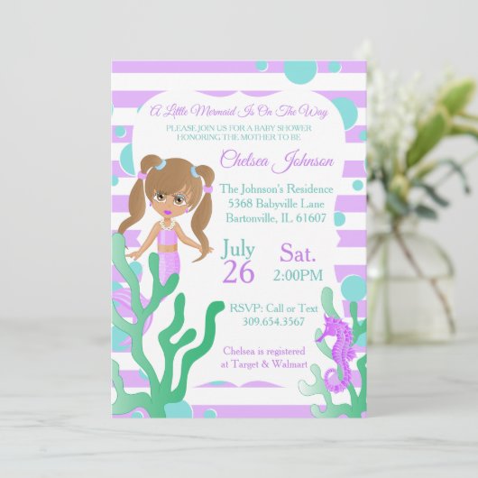 人魚のかわいらし赤ちゃんシャワー🤰 招待状 (スタンド正面)