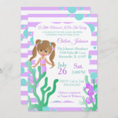 人魚のかわいらし赤ちゃんシャワー🤰 招待状 (正面/裏面)