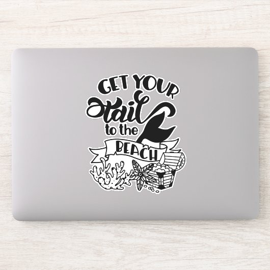 人魚のしっぽをビーチにおもしろい シール (コンピューター)