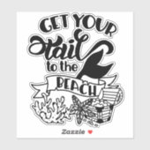 人魚のしっぽをビーチにおもしろい シール (シート)