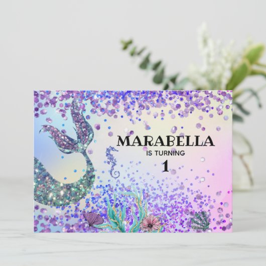 *~*人魚のしっぽ虹の少女誕生日 招待状 (スタンド正面)