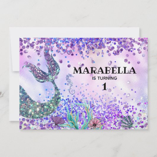 *～*人魚のしっぽ – 虹の誕生パーティー 招待状 (正面)