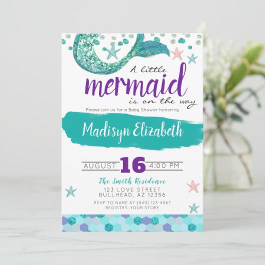 人魚のひいさまが赤ちゃんシャワーを浴びる途中 招待状 (スタンド正面)