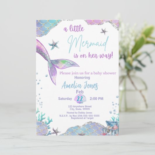 人魚のひいさまが赤ちゃんシャワーを浴びる 招待状 (スタンド正面)