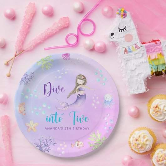 人魚のひいさまが5組5組の誕生日パーティーに飛び込む ペーパープレート (パーティー)
