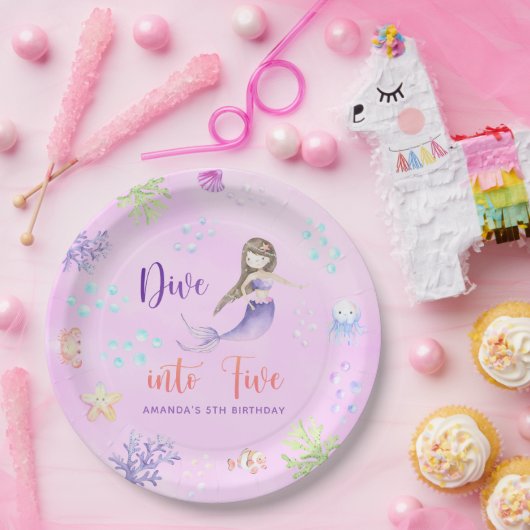 人魚のひいさまが5組5組の誕生日パーティーに飛び込む ペーパープレート (パーティー)