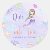 人魚のひいさまが5組5組の誕生日パーティーに飛び込む ラウンドシール (正面)