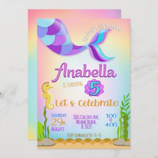 人魚のひいさまのお招きに、人魚のひいさまのお招きに、 招待状 (正面/裏面)